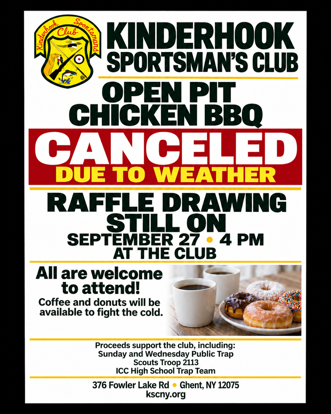Kinderhook Sportsman's Club Chicken BBQ Flier